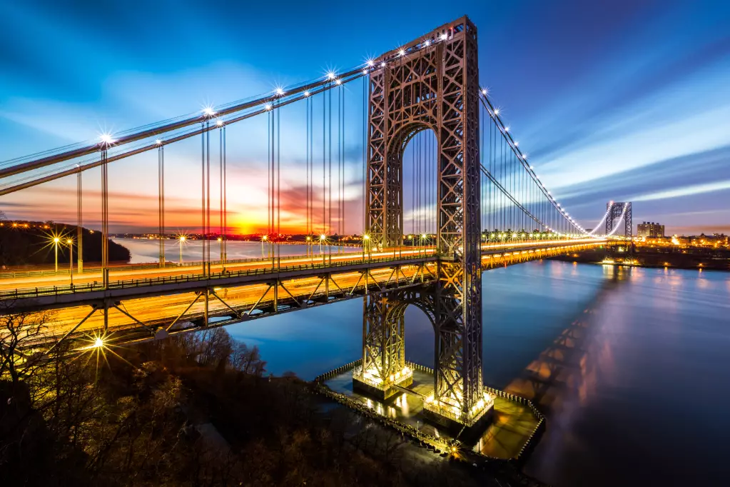 George Washington Bridge at sunrise in Fort Lee, NJ